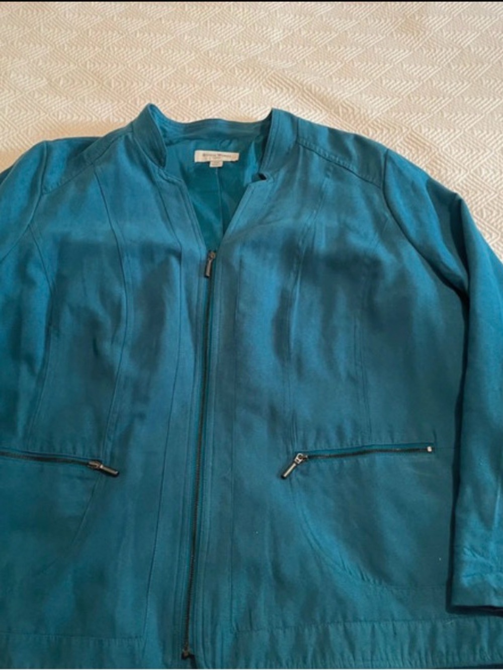 ⁠Studio Works Faux Suede Teal Jacket Full Zip Womens Plus Size 18W⁠